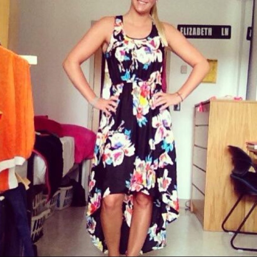 Floral High-Low Midi Dress